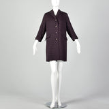 Medium 1960s Purple and Black Coat with Chinese Character Pattern