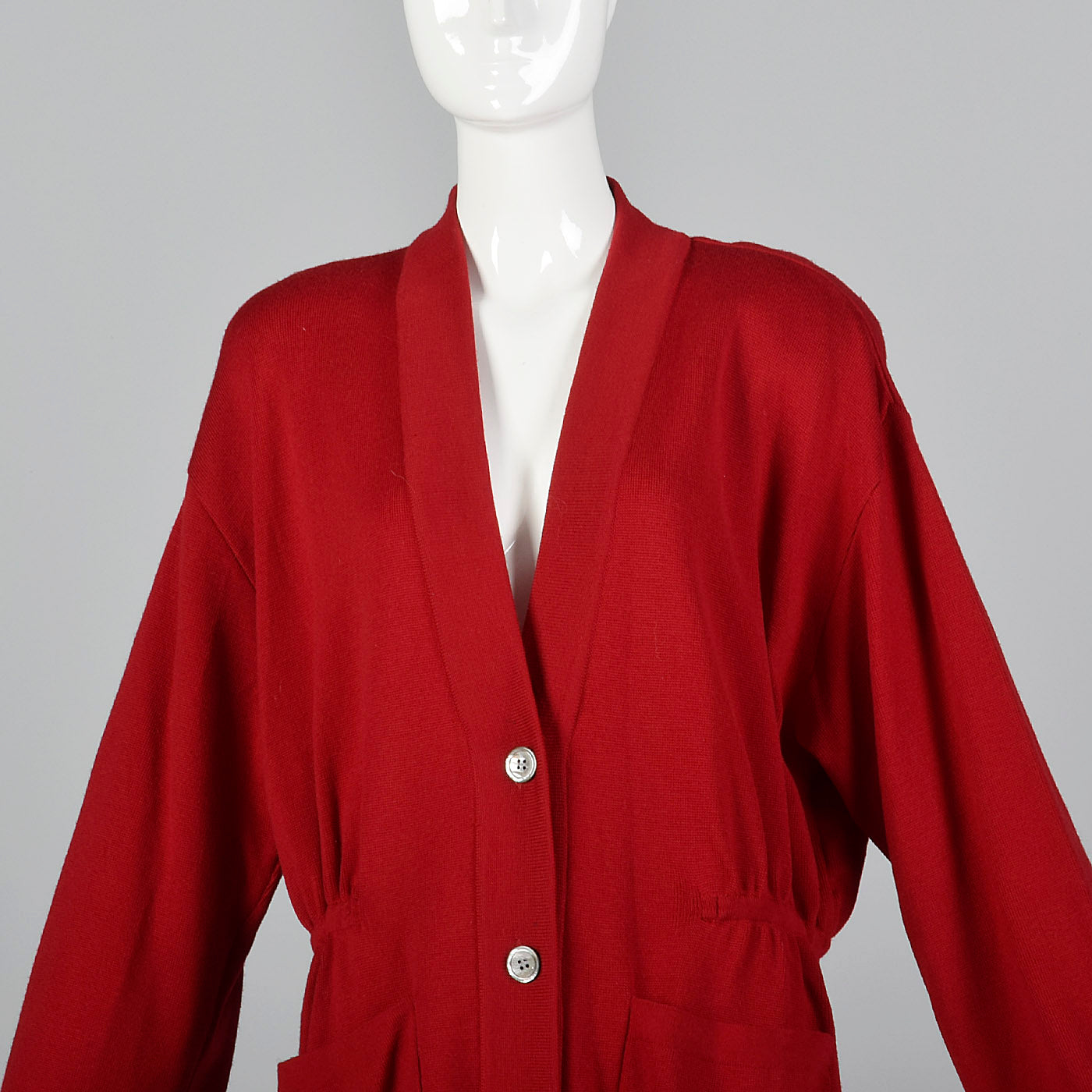 1980s Oversized Red Knit Cardigan
