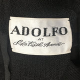 1980s Adolfo Black Knit Dress with Bishop Sleeves