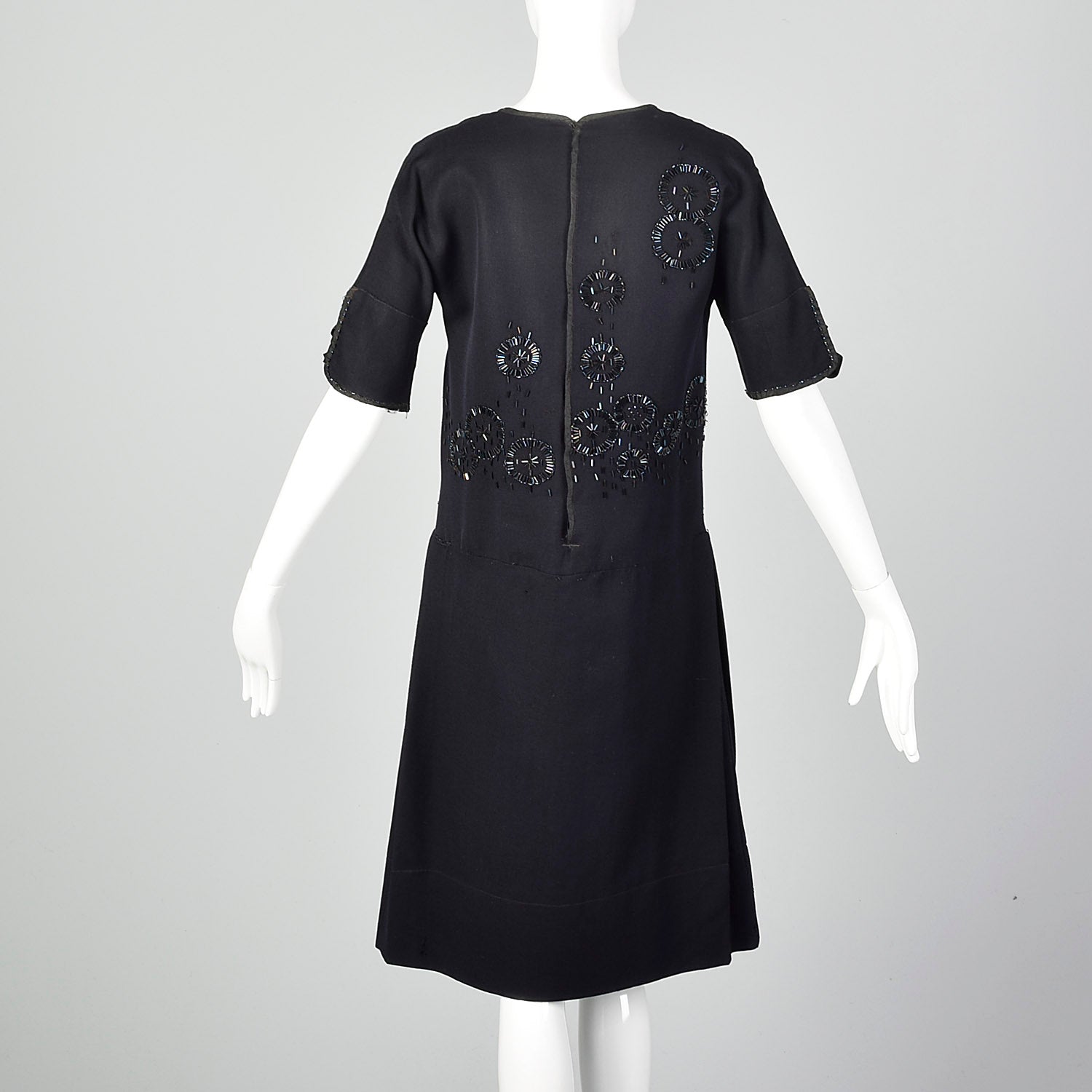 XS 1920s Black Beaded Dress