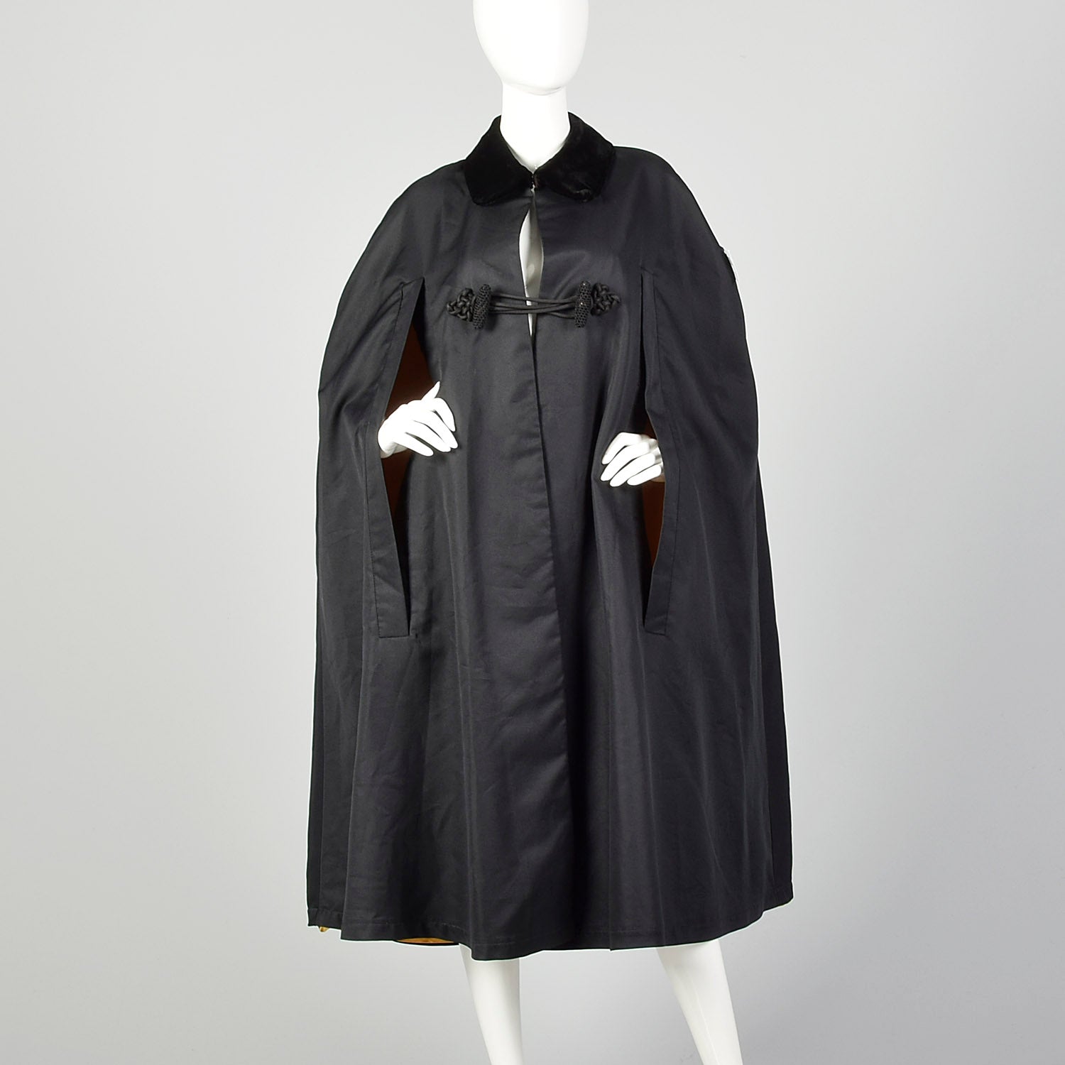 1980s Lightweight Black Cape Gold Lining