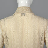 1970s Lace Blouse with Tuxedo Ruffle Front