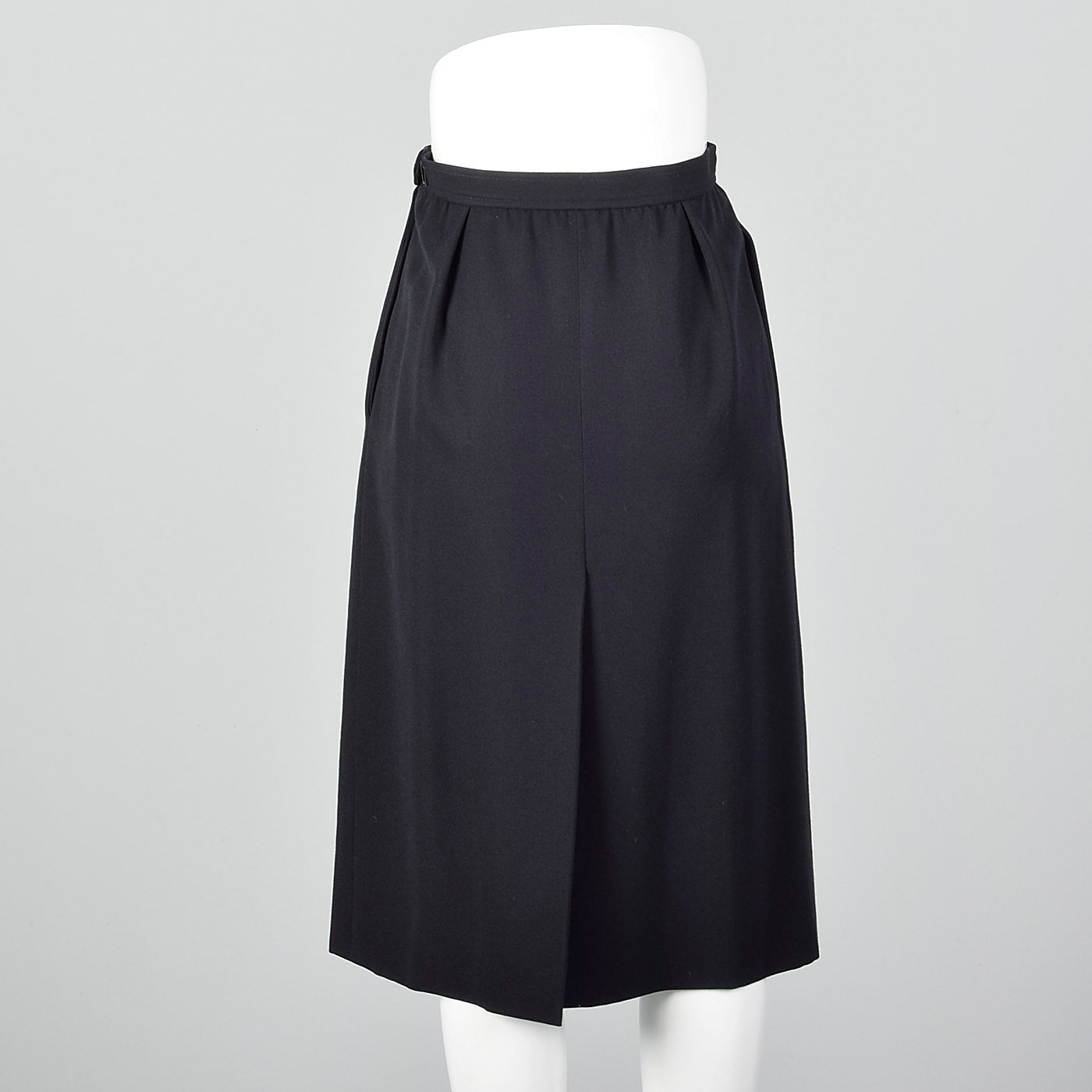 1980s Yves Saint Laurent Rive Gauche Navy Blue Skirt with Slit