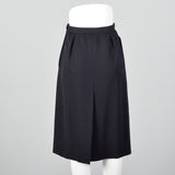 1980s Yves Saint Laurent Rive Gauche Navy Blue Skirt with Slit