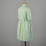 3XL 1960s Day Dress Short Sleeve Volup Casual Cotton Floral Summer