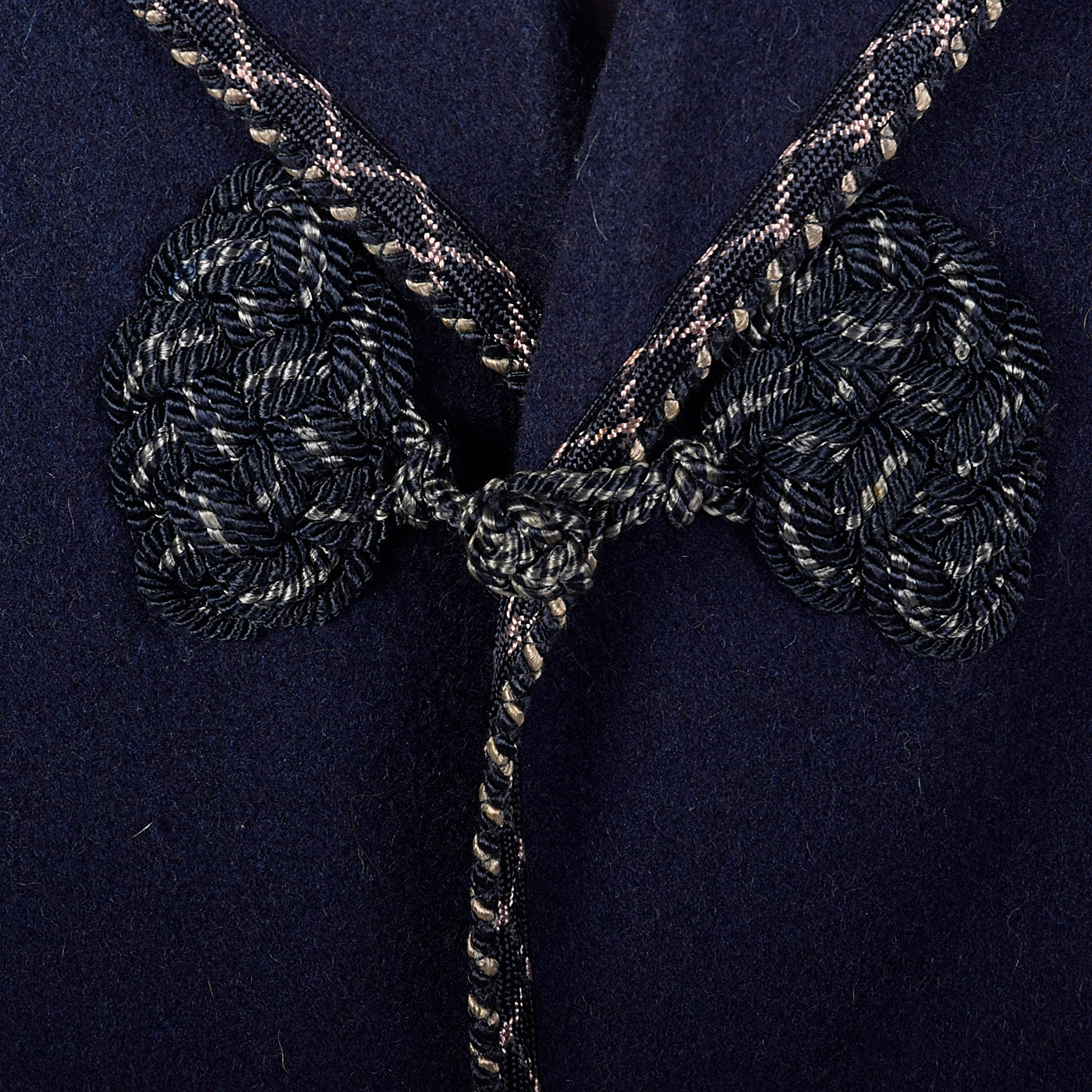 1950s Navy Blue Smoking Jacket with Braided Trim