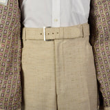45L 1970s Mens Two Piece Suit Two Button Tan Texture Weave