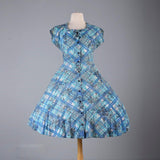 1950s Cotton Day Dress with Plaid Print