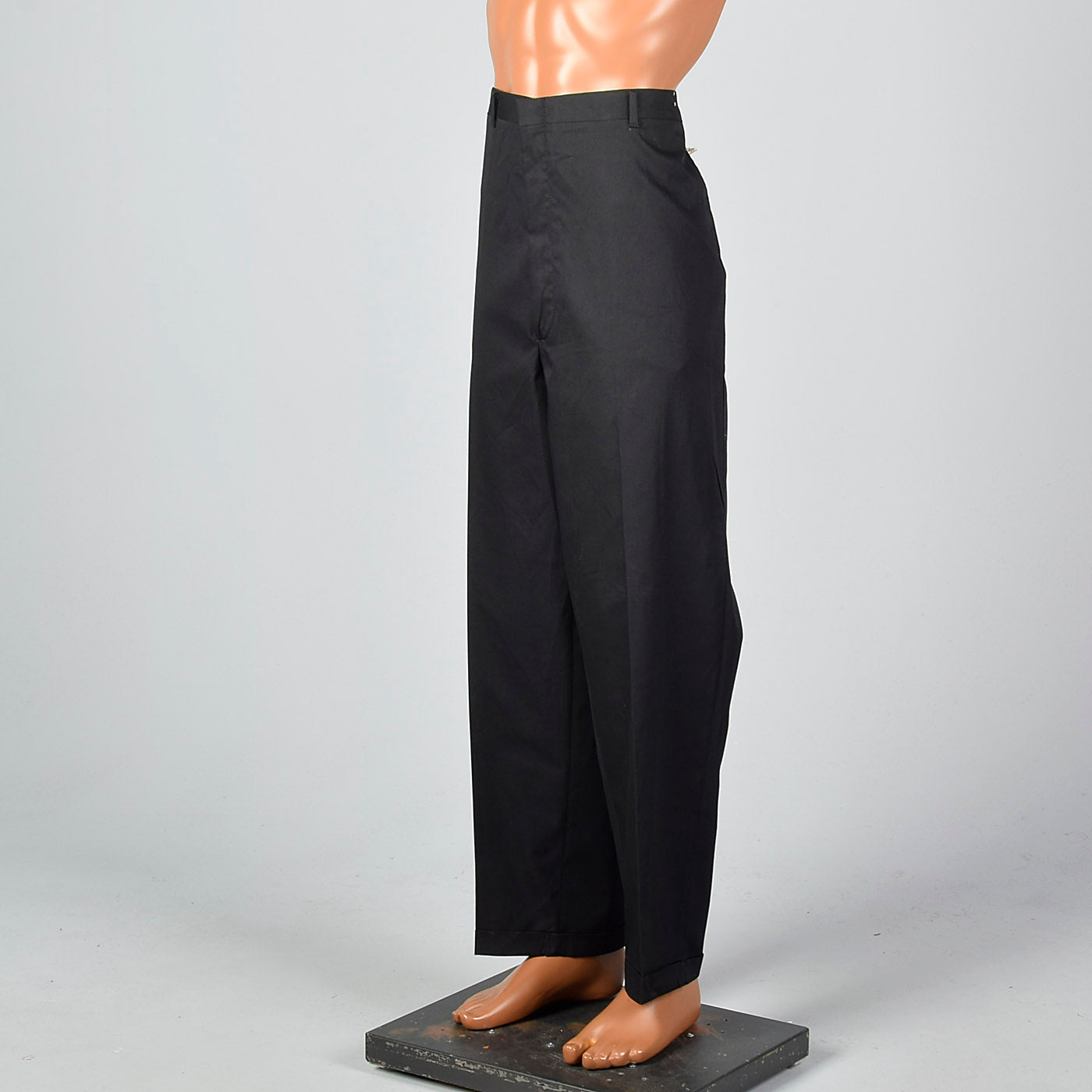1960s Black Flat Front Cuffed Pants