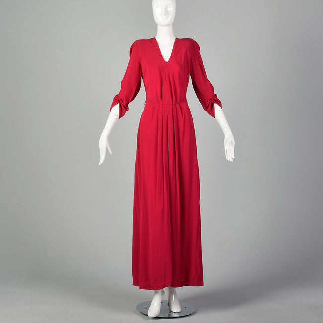 Small 1940s Pink Rayon Evening Gown