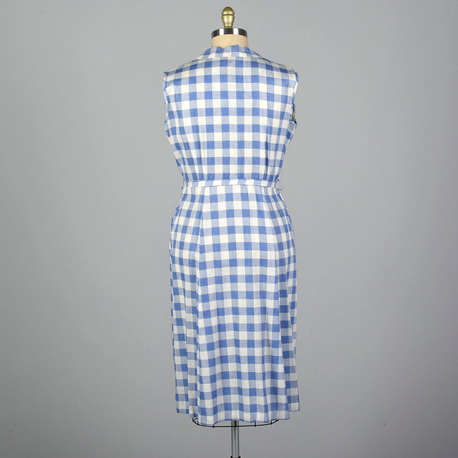 1950s Blue and White Gingham Day Dress