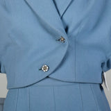 Small 1950s Blue Wool Skirt Suit Dolman Sleeve Theatre Costume Damaged As Is Set