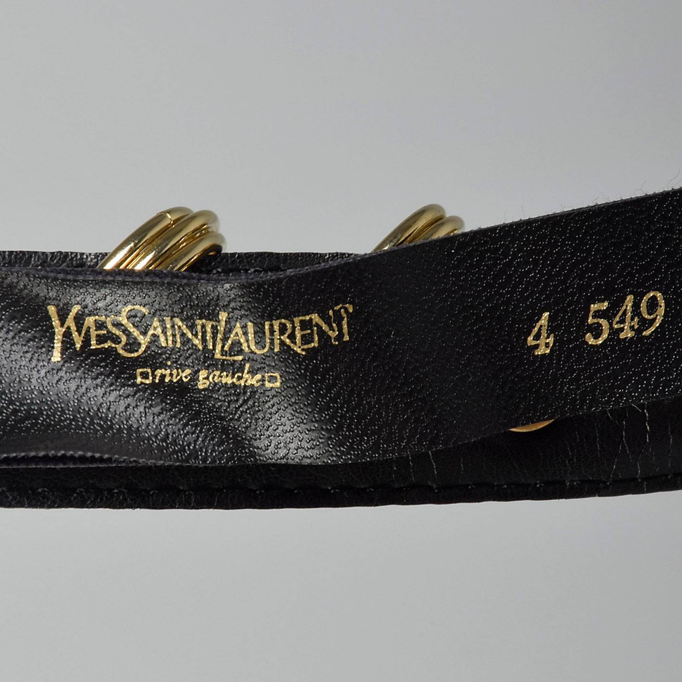 1990s Yves Saint Laurent Black Belt with Gold Rings
