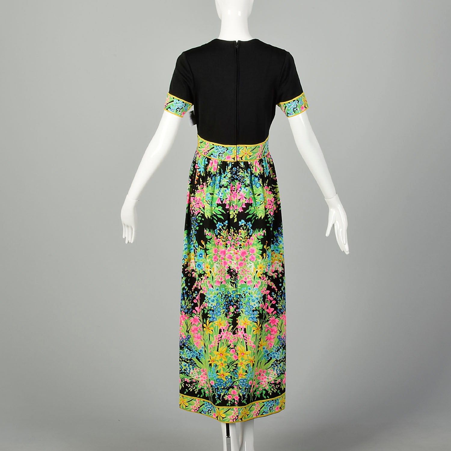 Medium 1970s Mr Dino Floral Maxi Dress Colorful Signature Print