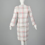 Small 1980s Michael Novarese Skirt Suit Windowpane Check