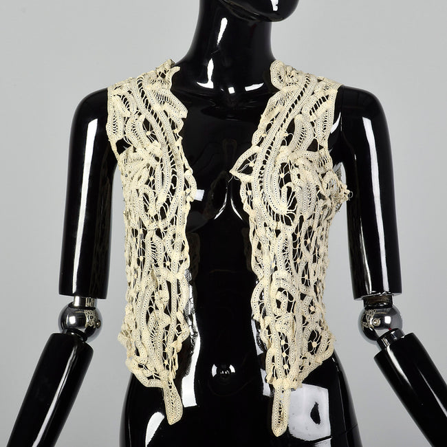 XS Antique Ivory Lace Vest