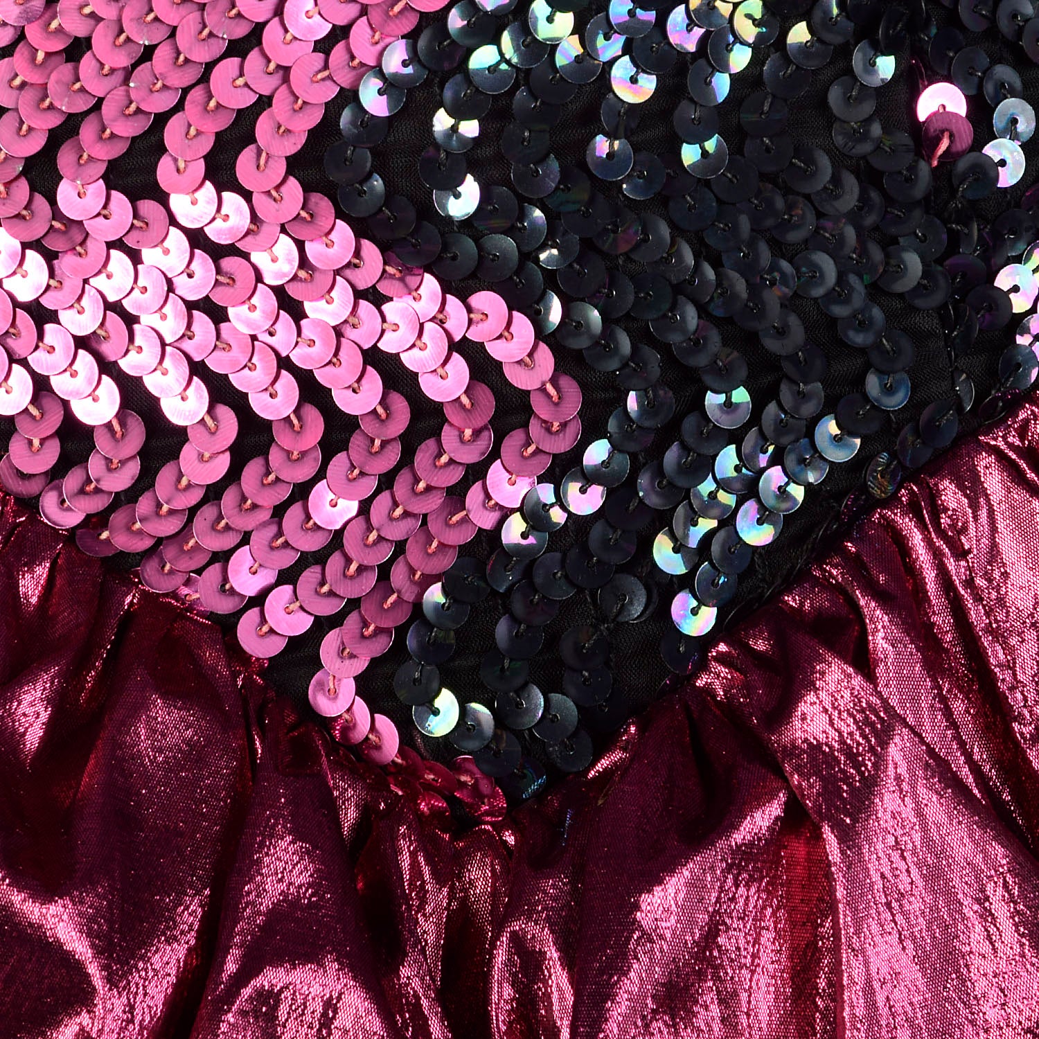 1980s Pink Prom Dress Saloon Girl Strapless Lame Gown Black Lace Sequins
