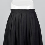 1990s Anne Klein A Line Black Skirt with Embroidered Border