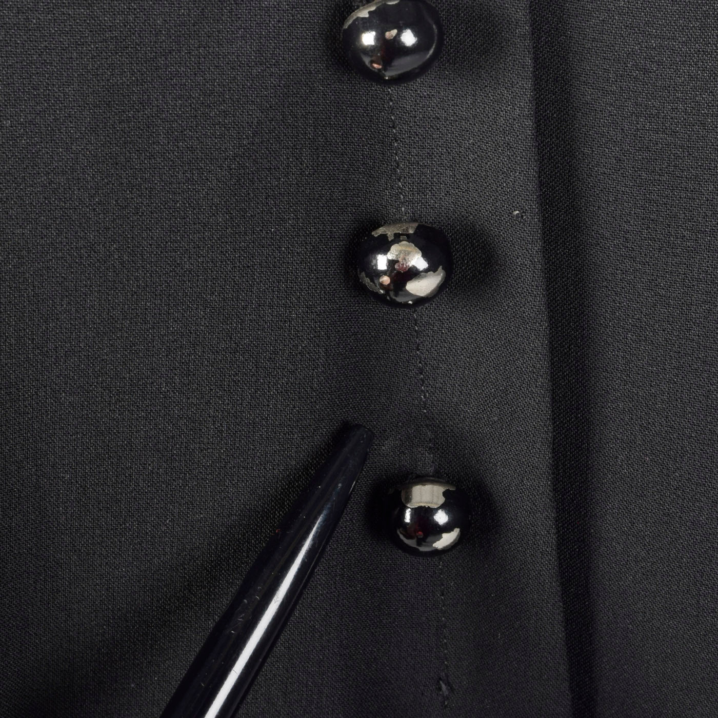 1950s Black Dress with Double Breasted Decorative Buttons