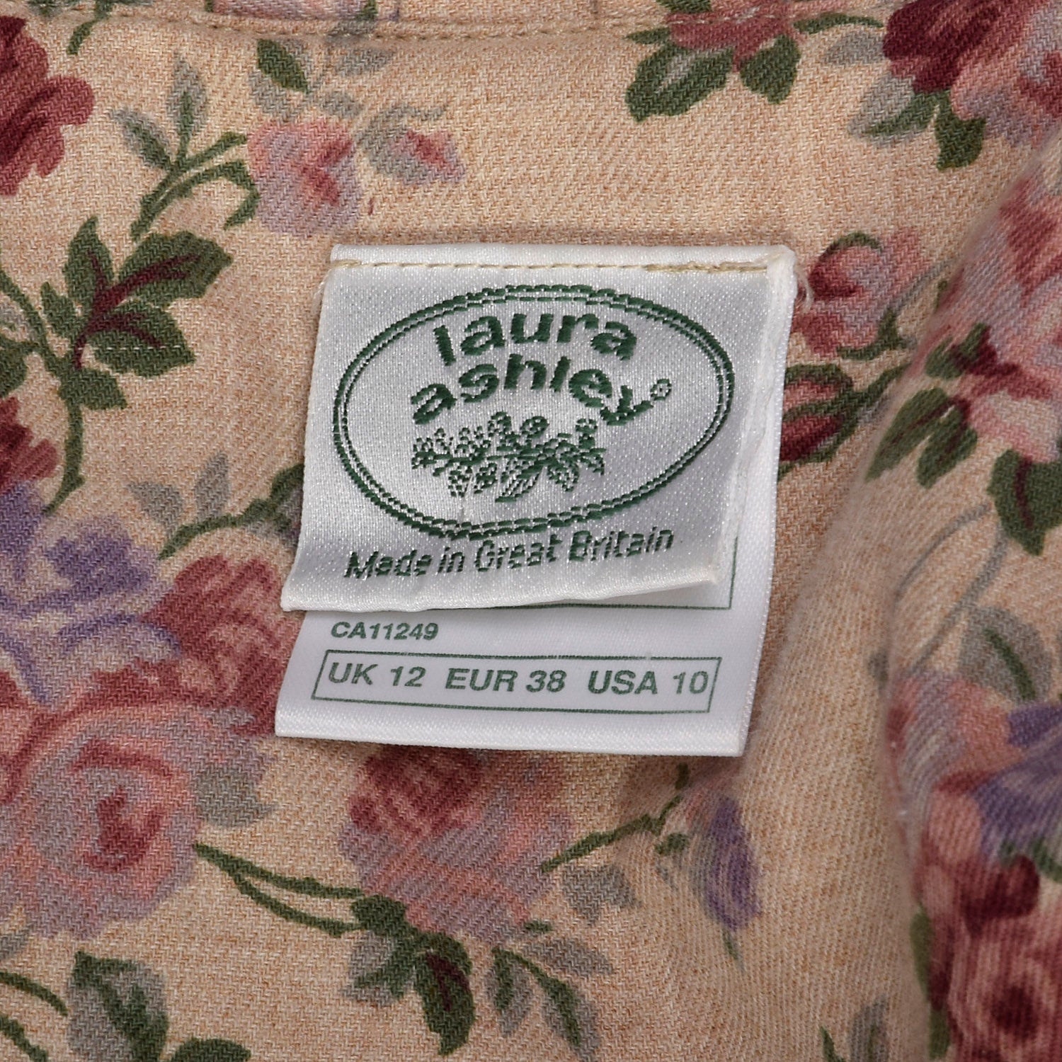 Medium 1990s Laura Ashley Dress Floral Wool Cotton Blend Long Sleeve Autumn