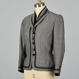 1950s Bonwit Teller Gray Fitted Blazer with Black Trim