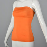 1970s Anne Klein Shiny Orange Tube Top