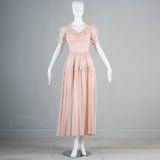 1940s Old Hollywood Pink Sheer Chiffon Dress