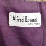 1970s Alfred Bosand Green Silk & Plum Purple Evening Gown