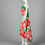 1980s Victor Costa Floral Print Dress