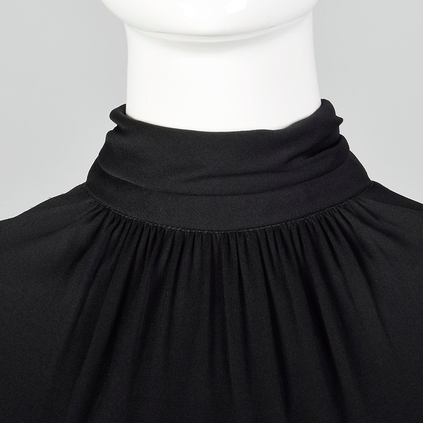 1970s Black Jersey Knit Maxi Dress