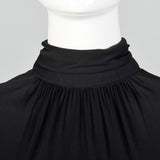 1970s Black Jersey Knit Maxi Dress