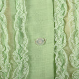 1950s Sheer Green Dress with Ruffle Bodice