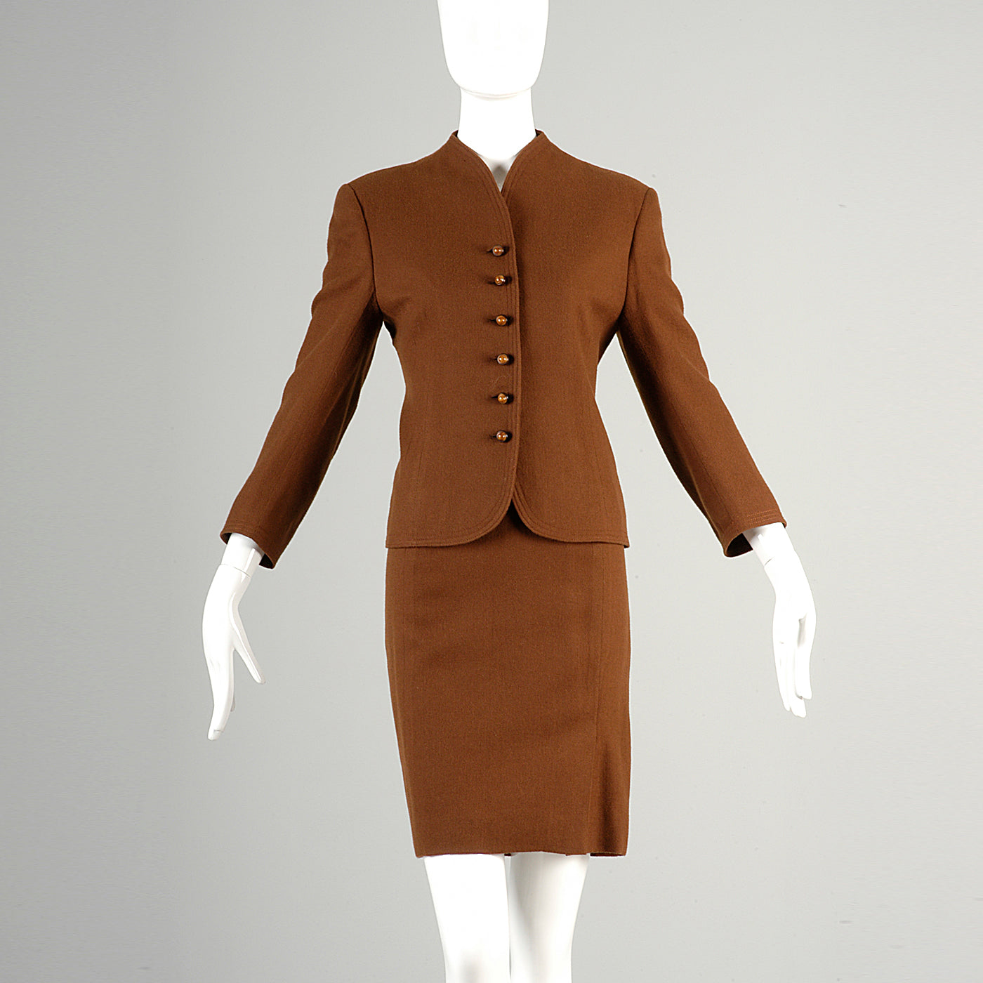 1960s Brown Cashmere Skirt Suit