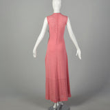 Medium 1970s Pink Maxi Dress Boho Sexy Sheer Bohemian Sleeveless Knit