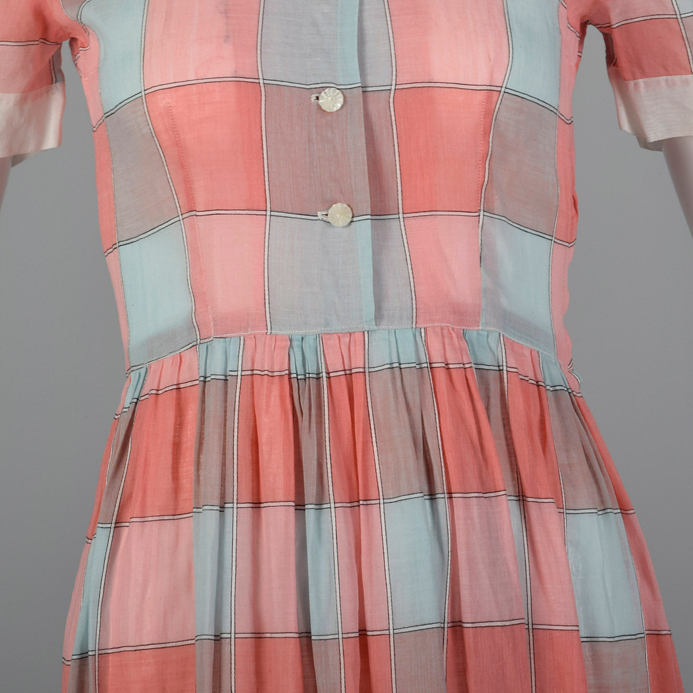 1950s Plaid Day Dress with Peter Pan Collar