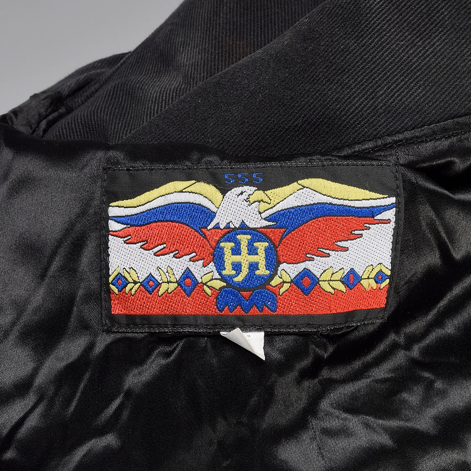 Large Jeff Hamilton 1990s Black Denim and Leather Detroit Pistons Jacket