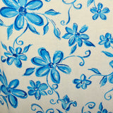 1960s Blue Floral Pencil Skirt