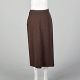 Medium 1950s Brown Wool Skirt With Decorative Beading