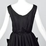 1950s Black Full Length Gown with Velvet Trim