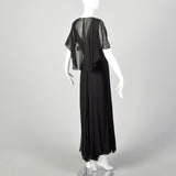 Large 1930s Little Black Dress 2pc Bias Cut Formal Evening Sheer Art Deco Ensemble
