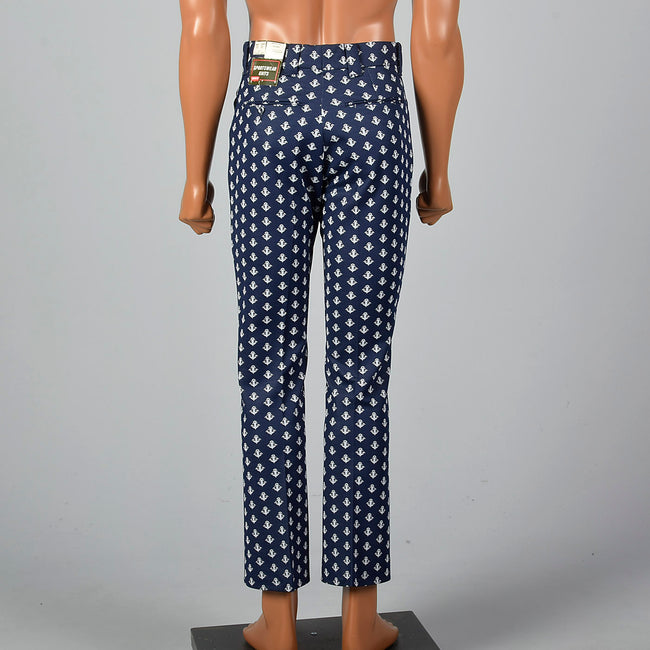 1970s Mens Deadstock Nautical Pants with Anchors