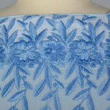 1950s Blue Cotton Day Dress with Embroidered Bodice
