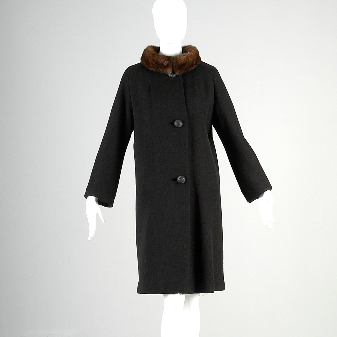 1960s Black Coat with Brown Mink Collar