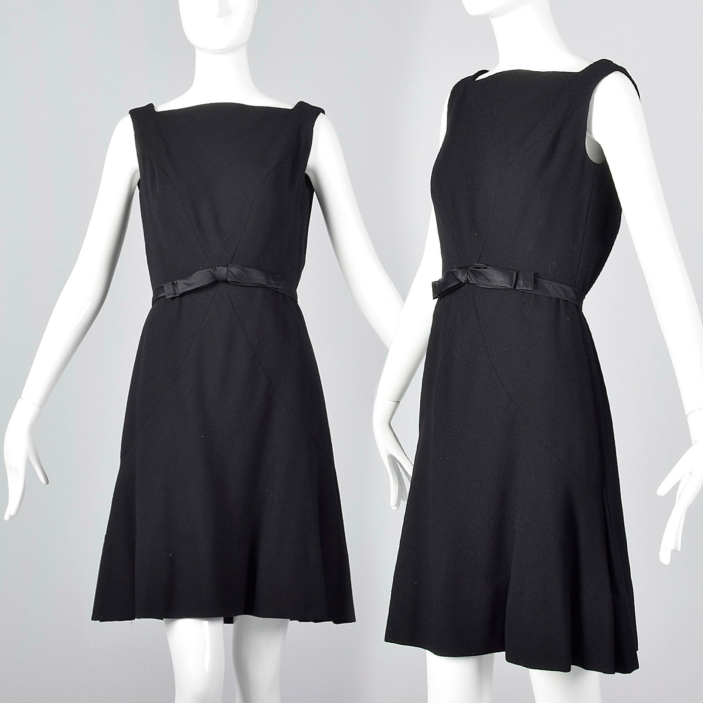 1950s Adele Simpson Black Dress with Button Up Back