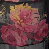 1930s Black Silk Slip Dress with Rose Print Top