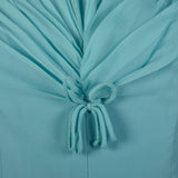 Medium 1950s Aqua Silk Dress Sleeveless Rockabilly Feather Hem