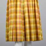 1950s Yellow Plaid Cotton Day Dress