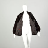 Large 1980s Coat Blackgama Real Mink Fur Oversized Zip Front Bomber Jacket Winter