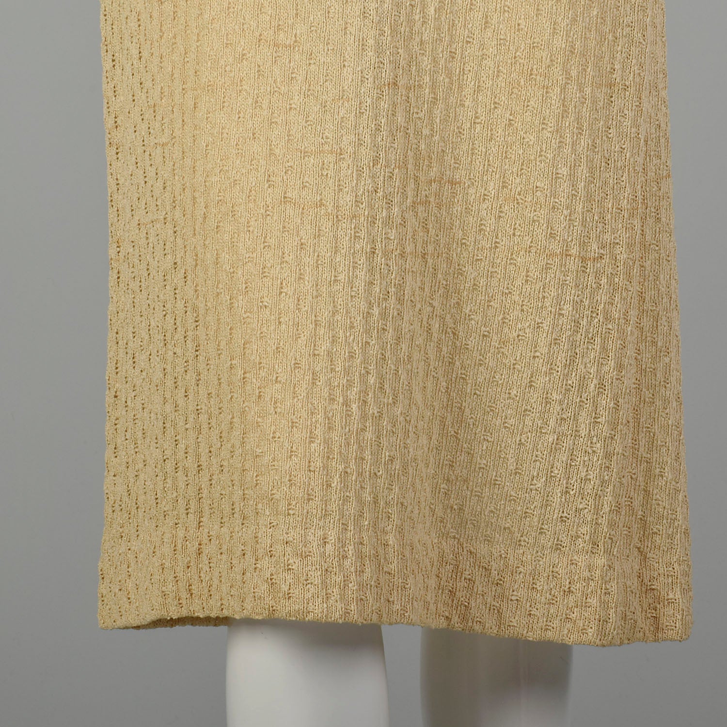 1970s Boho Tan Knit Dress Casual Summer Short Sleeve Modest