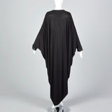 Extraordinary 1970s Black Jersey Cocoon Dress with Incredible Draping